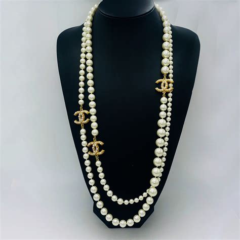 chanel c necklace|authentic Chanel pearl necklace.